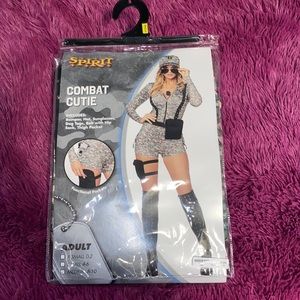 Spirit Halloween combat cutie costume with fish tights
